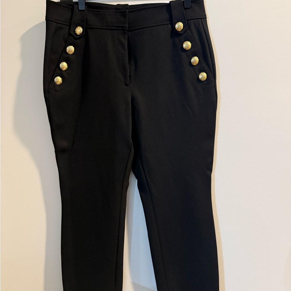 White House Black Market Black Cropped Pants with Gold Buttons-dressy